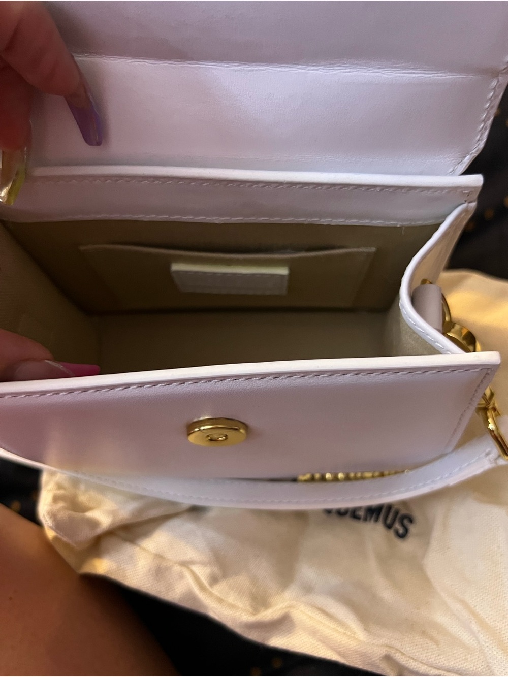 Jacquemus White Le Chiquito Mini Top-Handle Bag with Gold Logo - Picture 7 of 8